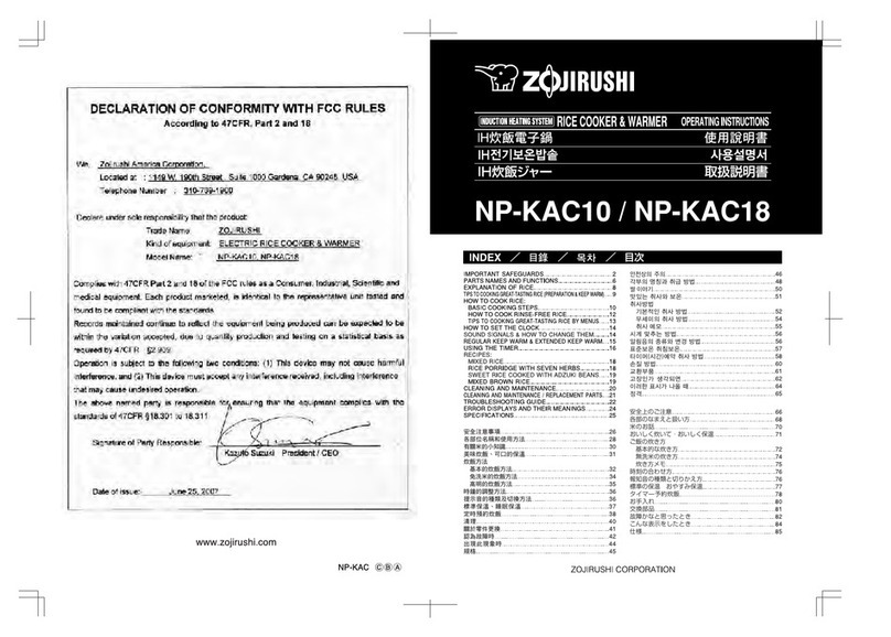 Zojirushi NP-KAC10 User manual Zojirushi NP-KAC10 User manual
