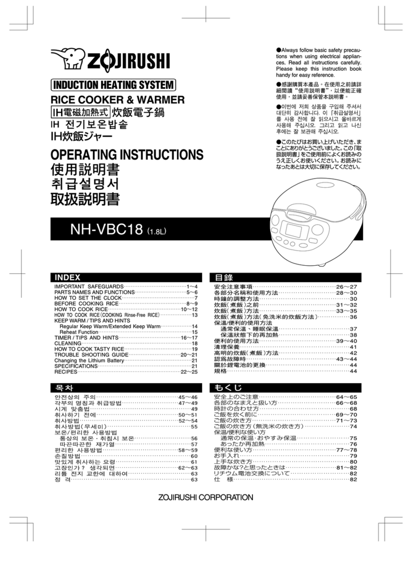 Zojirushi NH-VBC18 User manual Zojirushi NH-VBC18 User manual