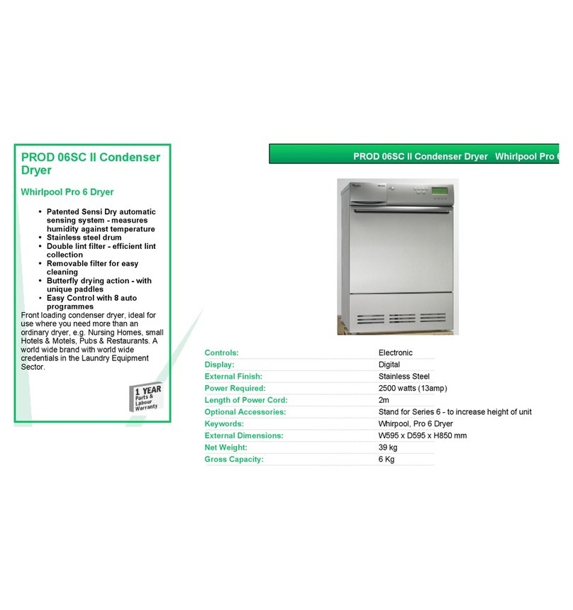 Whirlpool PROD 06SCII User manual