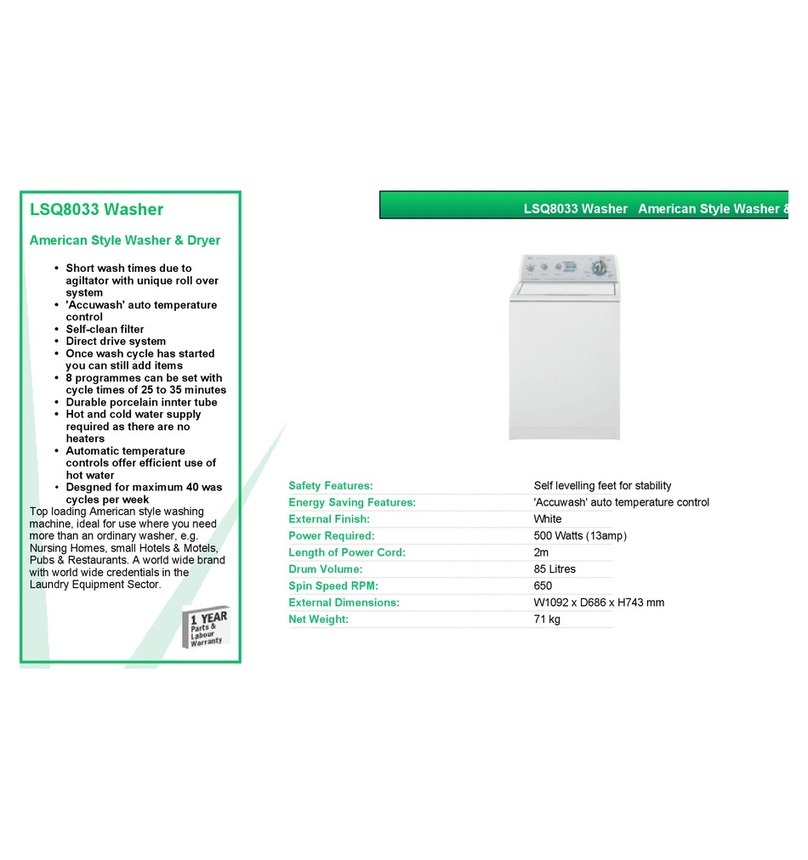 VALERA LSQ8033 WASHER User manual