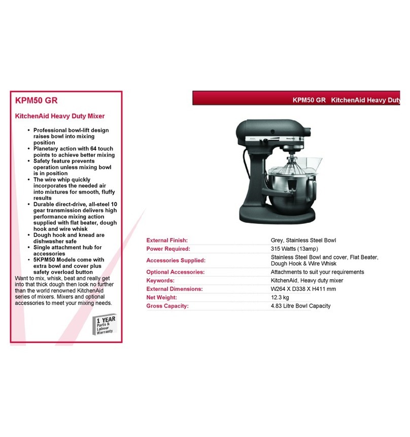KitchenAid KPM50 GR User manual KitchenAid KPM50 GR User manual