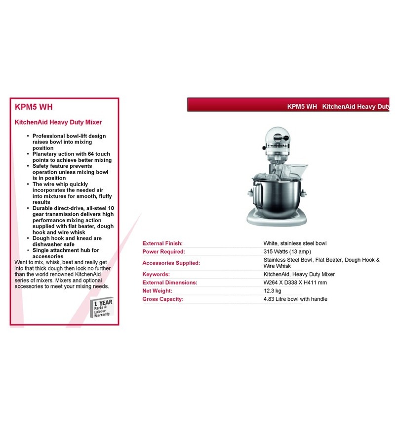 KitchenAid KPM5 WH datasheet