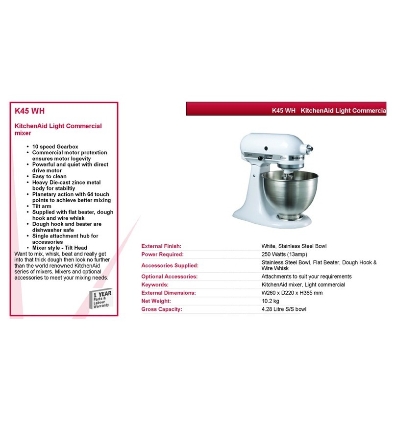 KitchenAid K45 WH User manual