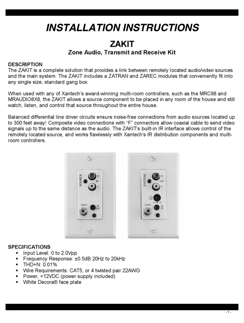 Xantech ZAKIT installation instructions