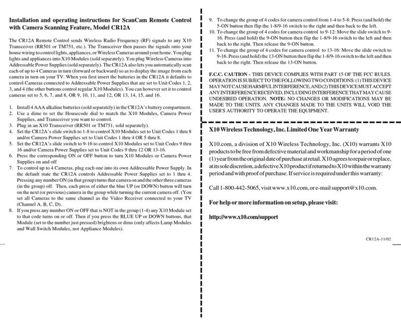 X10 ScanCam CR12A User manual