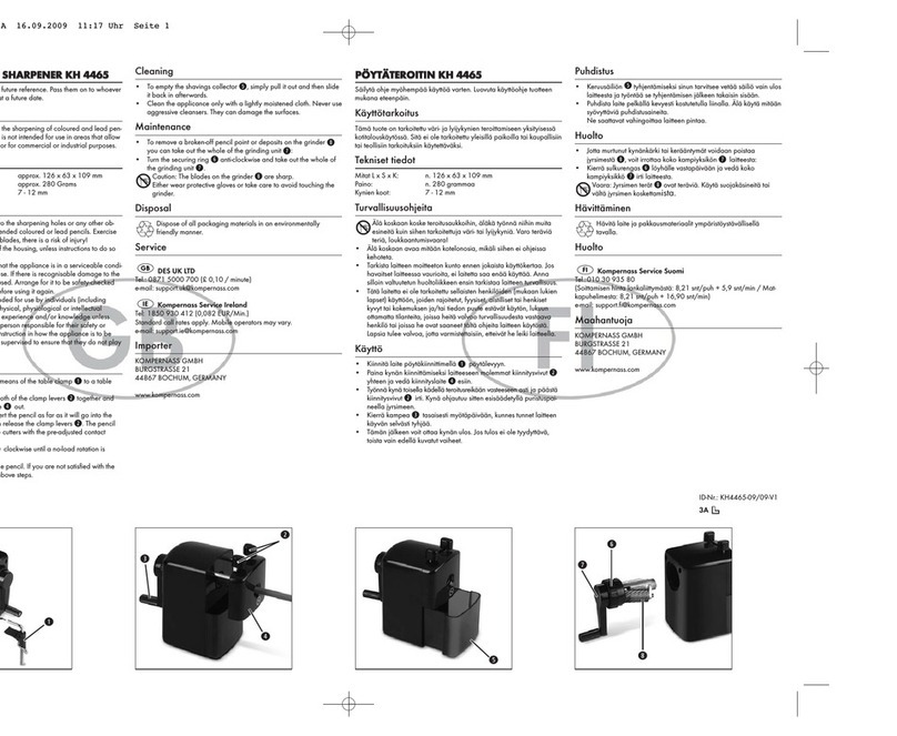 UNITED OFFICE KH 4465 DESKTOP PENCIL SHARPENER Safety information