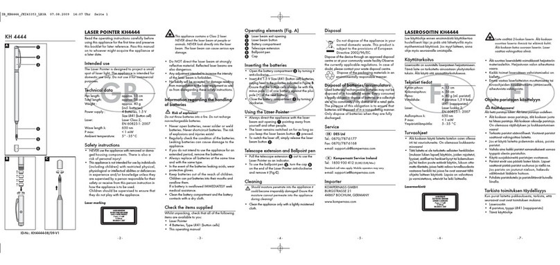 UNITED OFFICE KH 4444 LASER POINTER Safety instructions