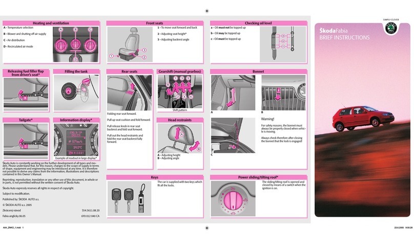 Skoda 2000 Fabia instructions