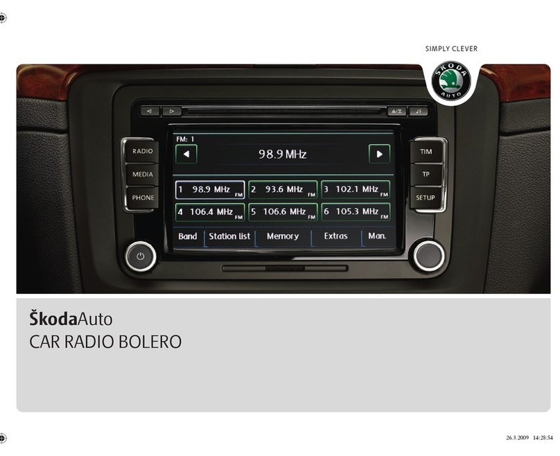 Skoda CAR RADIO BOLERO - FOR SUPERB User manual Skoda CAR RADIO BOLERO - FOR SUPERB User manual