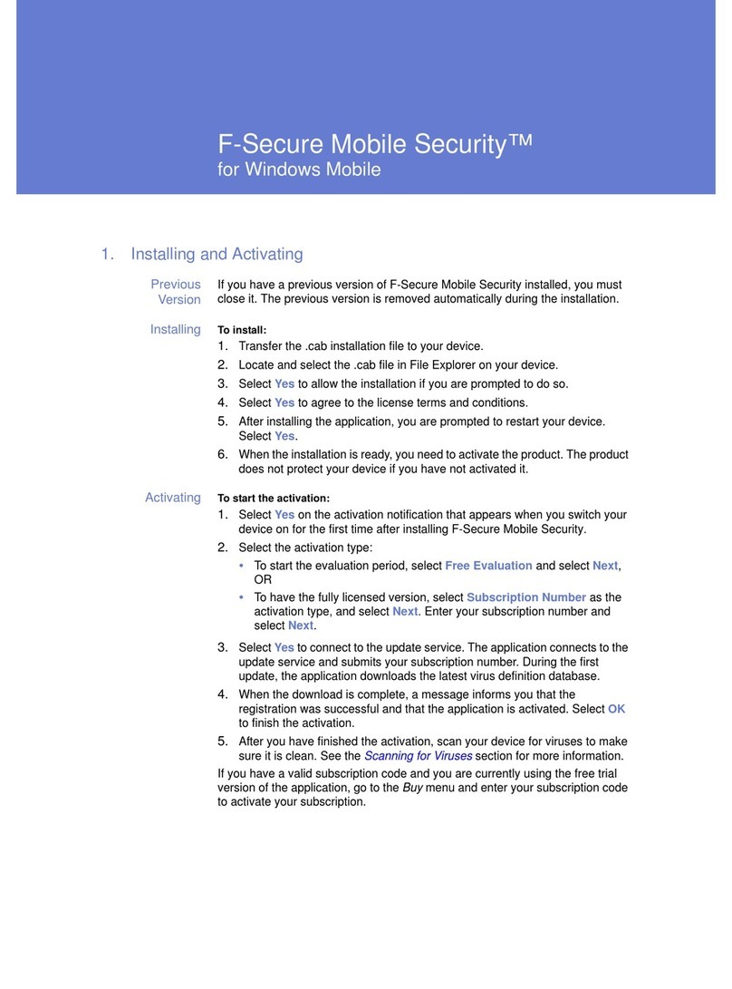 F-SECURE MOBILE SECURITY 6 FOR WINDOWS MOBILE - User manual F-SECURE MOBILE SECURITY 6 FOR WINDOWS MOBILE - User manual
