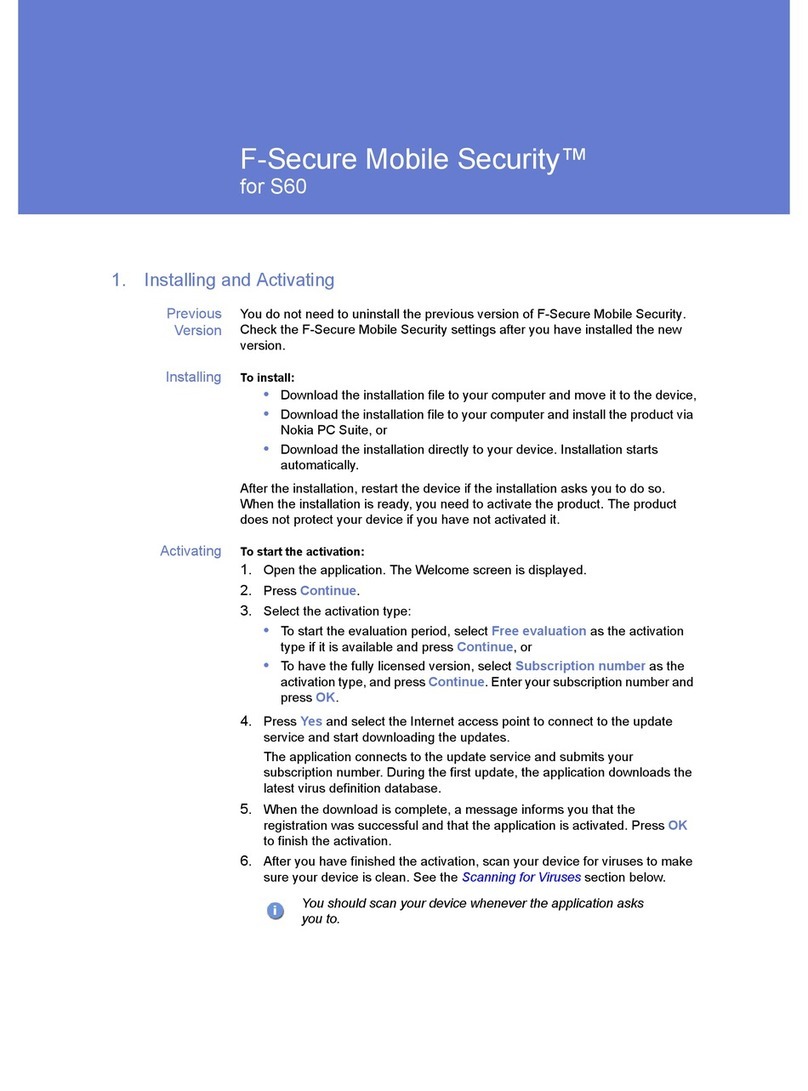F-SECURE MOBILE SECURITY FOR S60 - quick guide