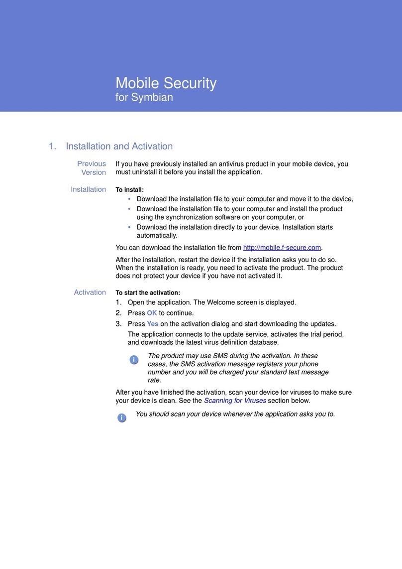 F-SECURE MOBILE SECURITY 3.1 FOR SYMBIAN User manual