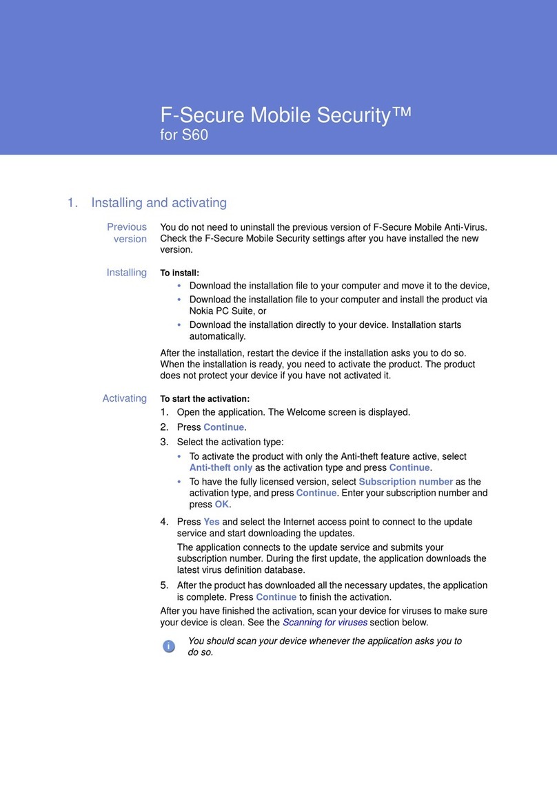 F-SECURE MOBILE SECURITY 6 FOR S60 - User manual