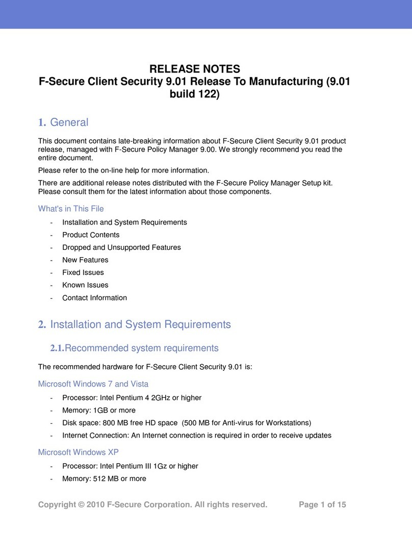 F-SECURE CLIENT SECURITY 9.01 - S release note