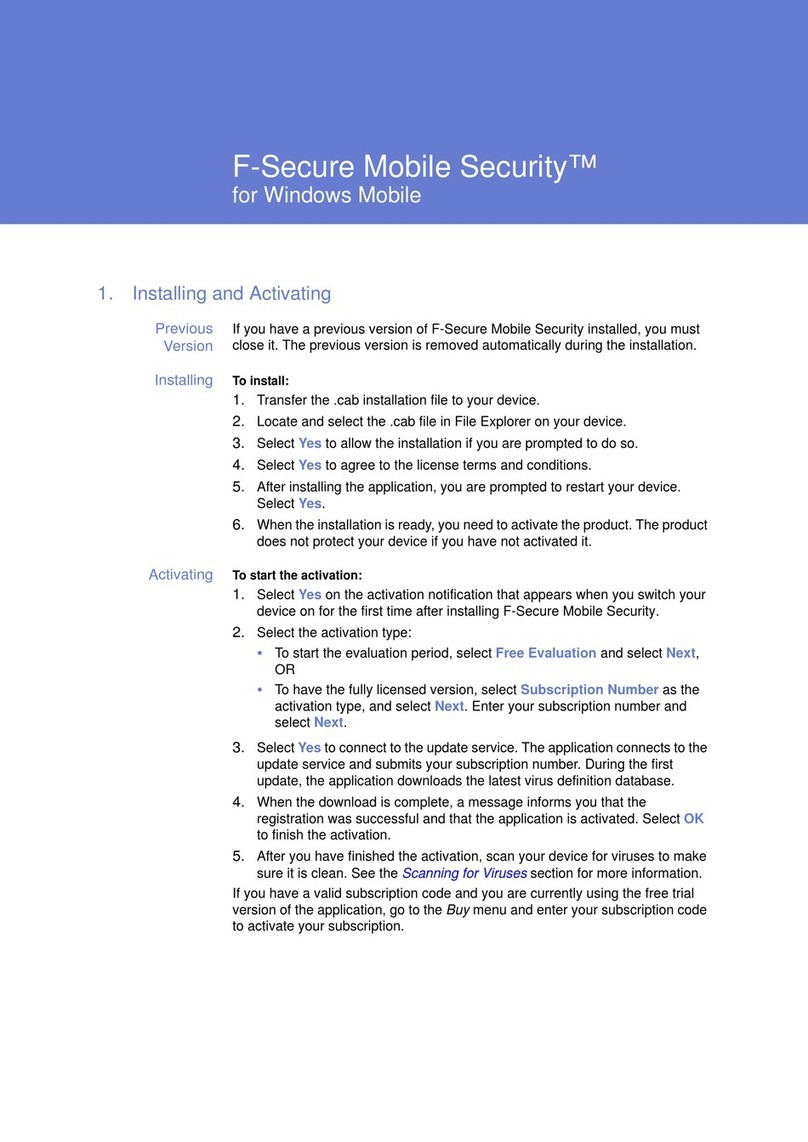 F-SECURE MOBILE SECURITY FOR WINDOWS MOBILE - quick guide