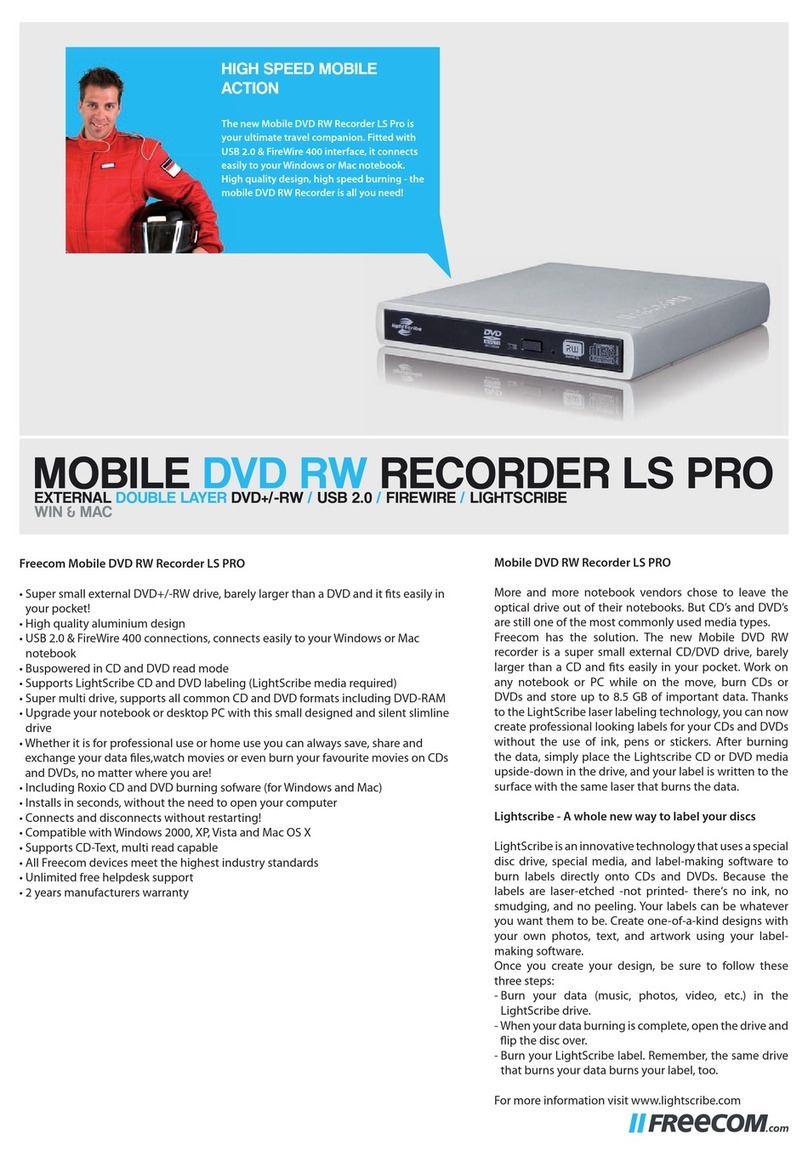 Freecom MOBILE DVD RW RECORDER LS PRO datasheet