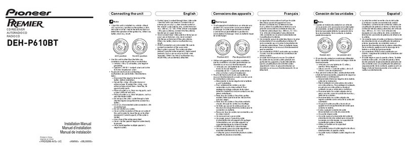 Pioneer DEH-P610BT - Premier Radio / CD installation manual Pioneer DEH-P610BT - Premier Radio / CD installation manual