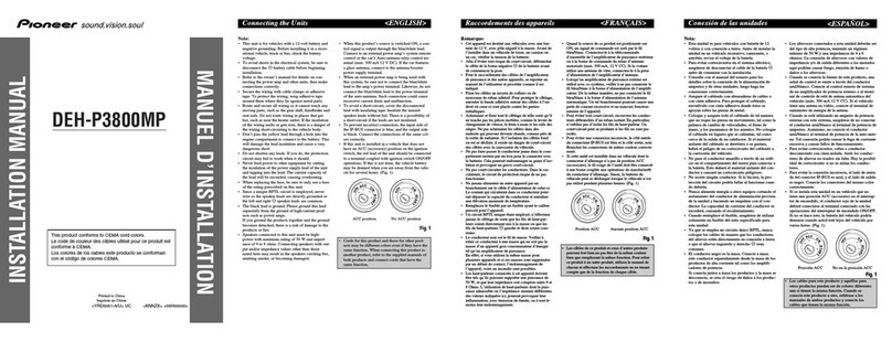 Pioneer DEH-P3800MP - Radio / CD installation manual