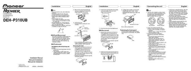 Pioneer DEH-P310UB - Premier Radio / CD installation manual