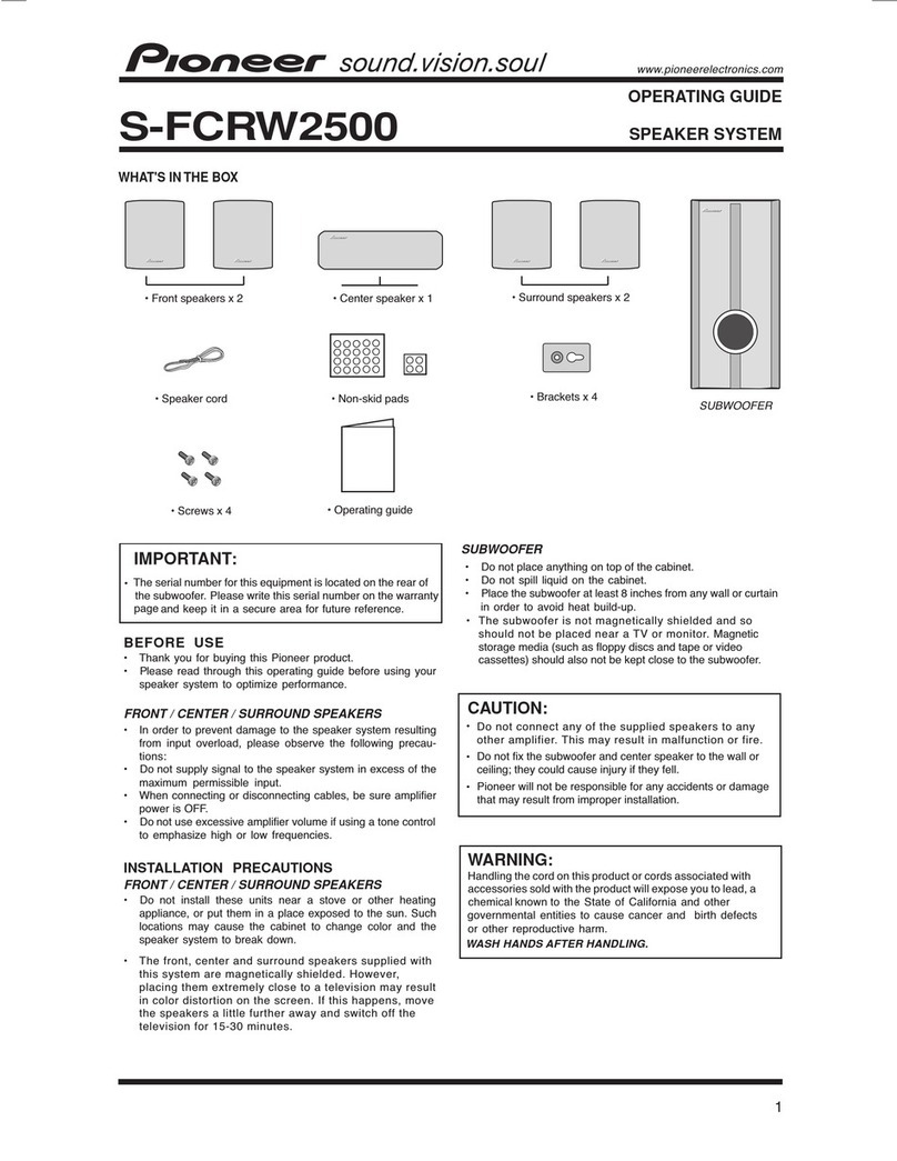 Pioneer SFCRW2500 - Surround Sound Speaker User manual