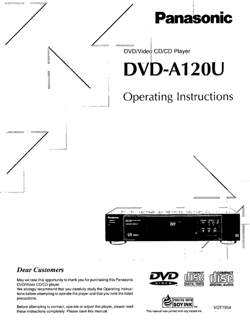 Panasonic DVDA120U - DIG. VIDEO DISCPLAYE User manual