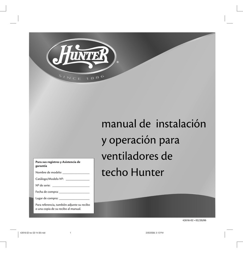 Hunter 20345 Installation and operation manual