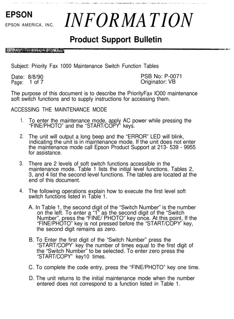 Epson PriorityFax 1000 Product support bulletin