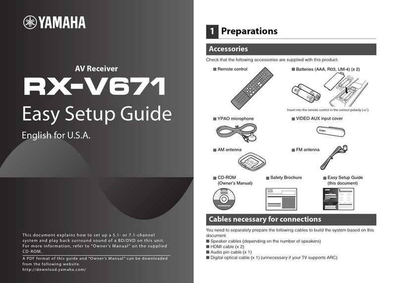 Yamaha RX-V671 Quick start guide