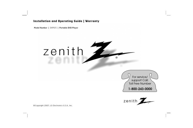 Zenith 615 - DVP 615 - DVD Player Installation and operating guide