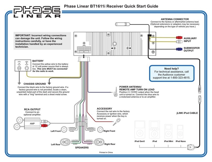 Phase Linear BT1611I - Phase Linear Radio quick start guide