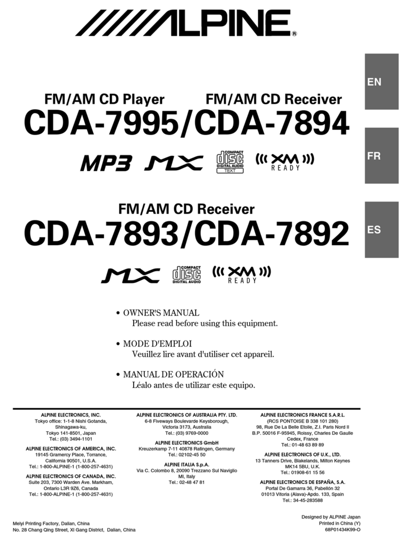 Alpine 7893 - CDA Radio / CD Player User manual