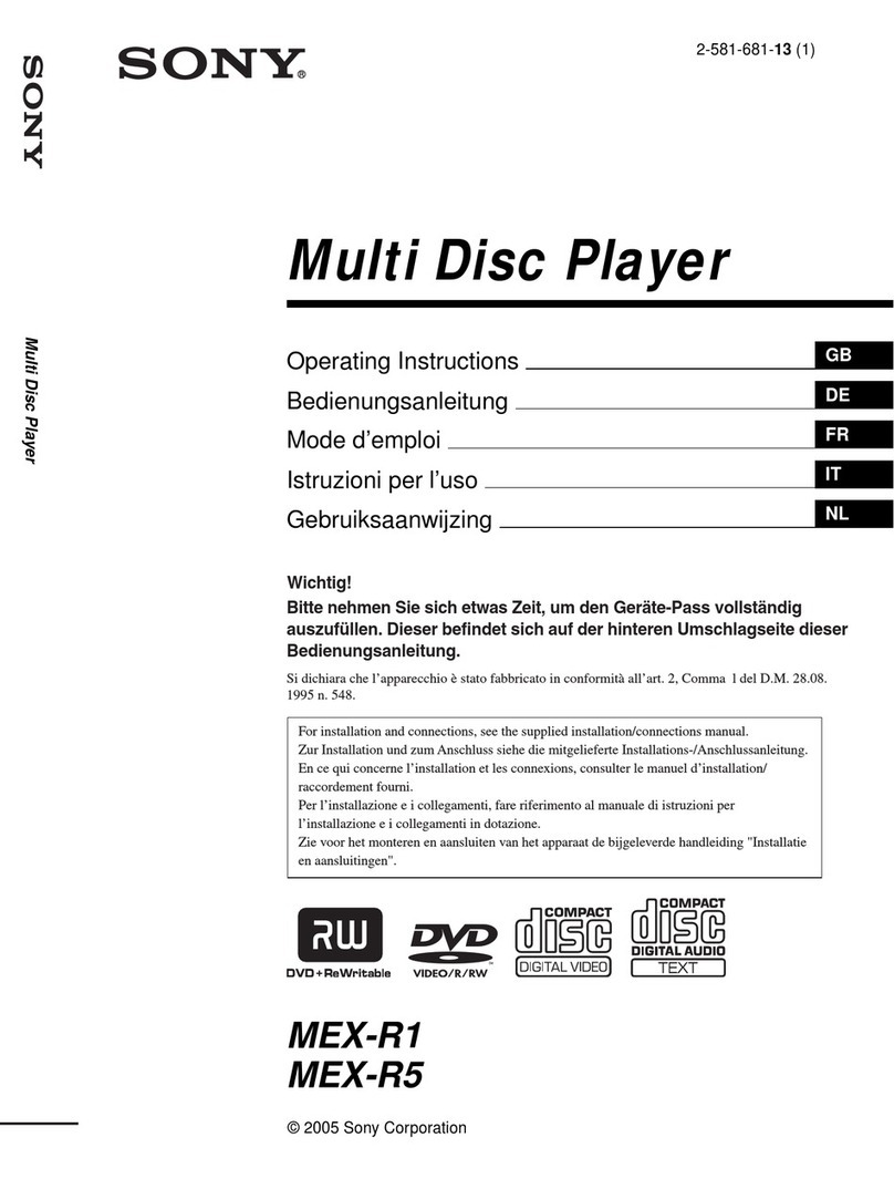 Sony MEX-R5 - Multi Disc Player User manual