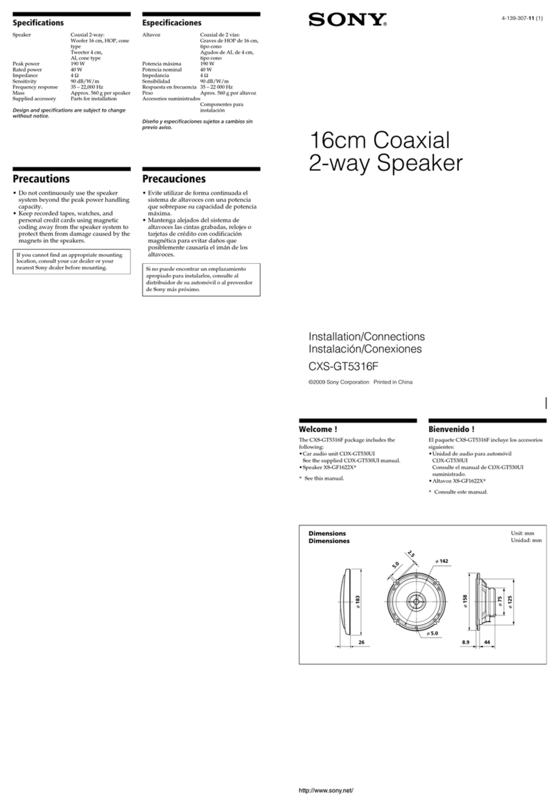 Sony CXS-GT5316F - Fm/am Compact Disc Player Installation/connections