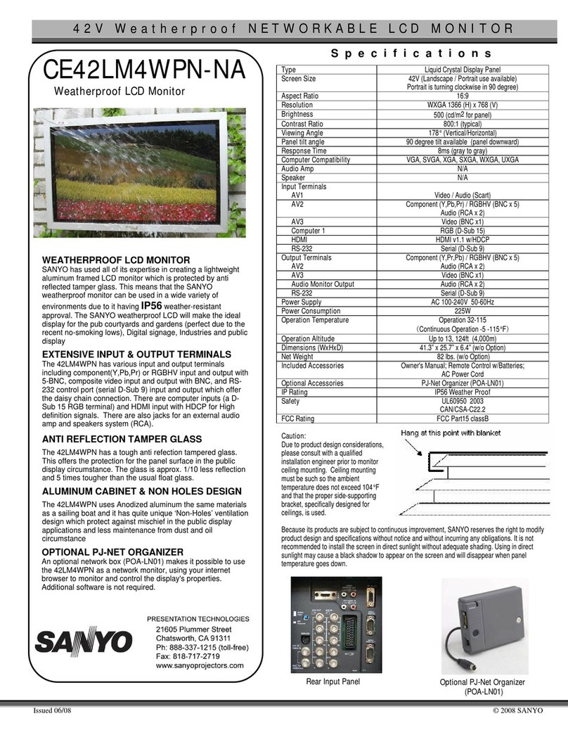 Sanyo CE42LM4WPN-NA - CE - 42" LCD Flat Panel... User manual