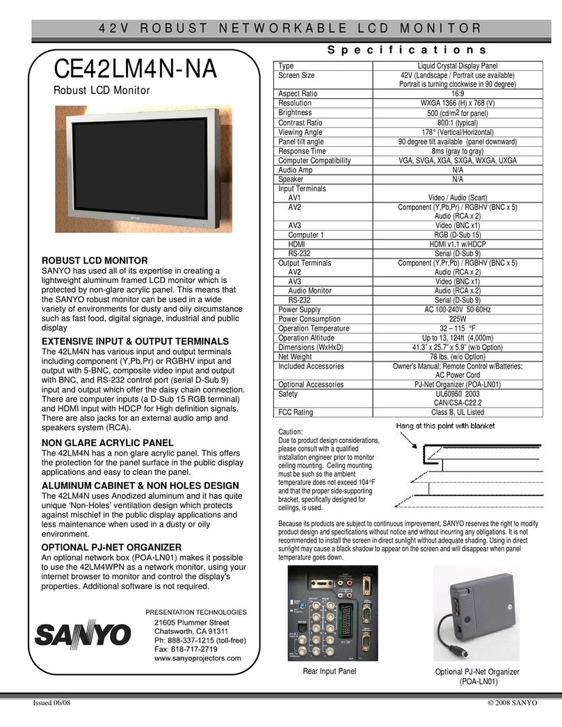 Sanyo CE42LM4N-NA - CE - 42" LCD Flat Panel... User manual