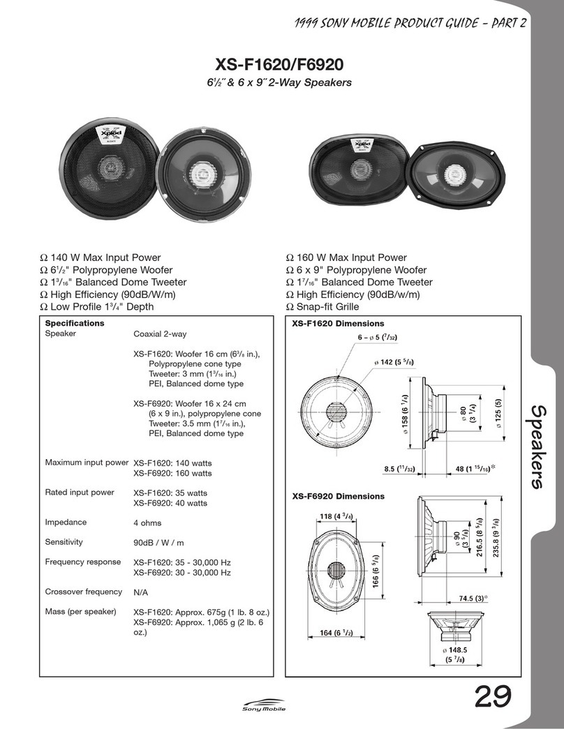 Sony XS-F1620 - 6 1/2", 2 Way Speaker User manual