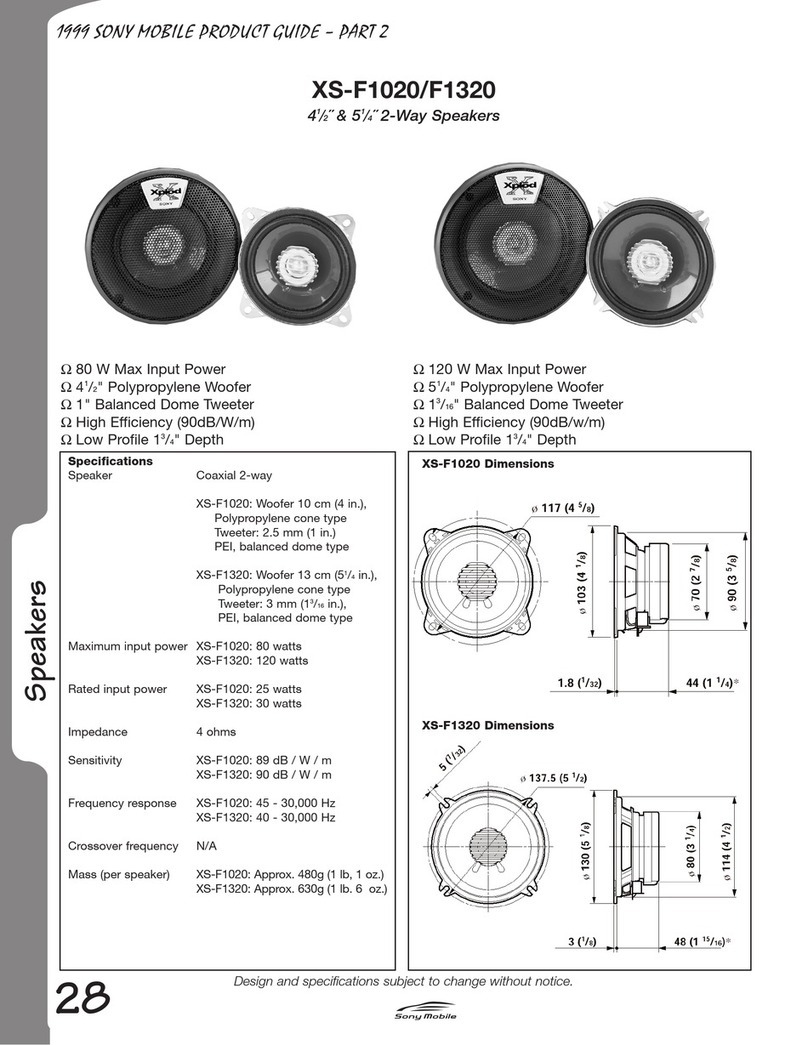 Sony XS-F1020 - 4 1/2", 2 Way Speakers User manual