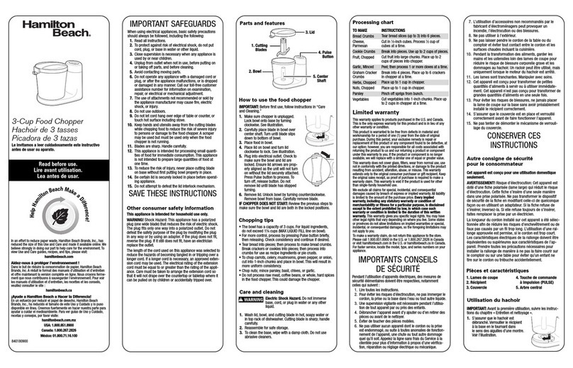 Hamilton Beach 72900 User manual