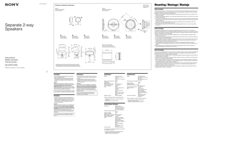 Sony XS-GTR1720 - 2 -way Speaker instructions