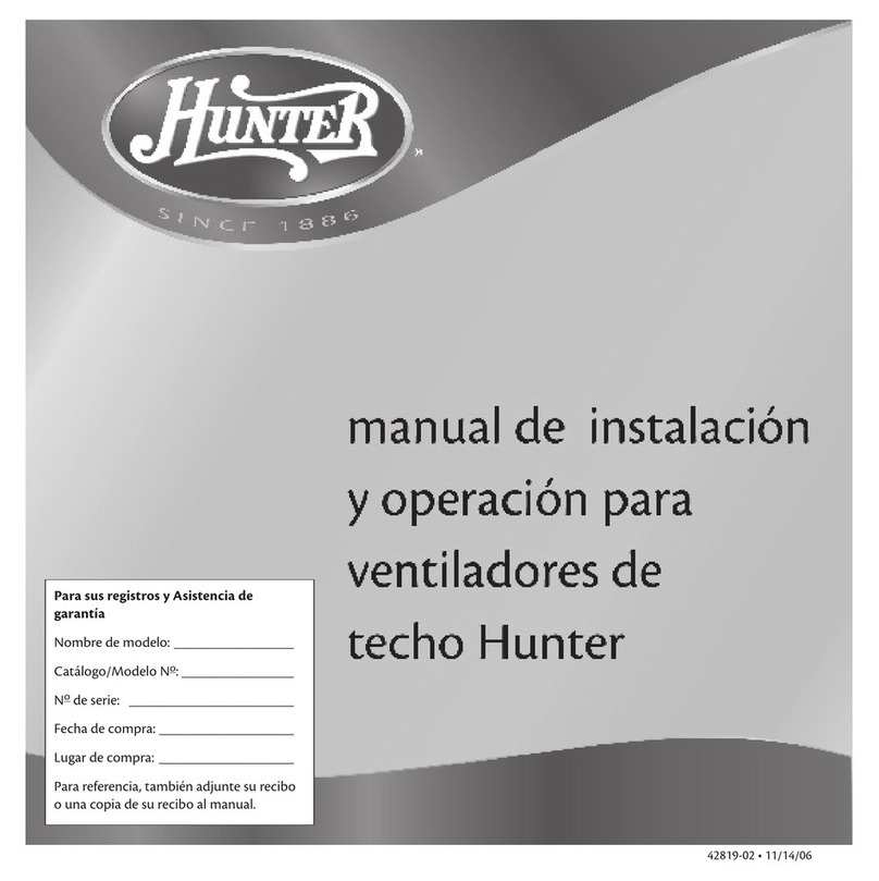Hunter 20801 Installation and operation manual