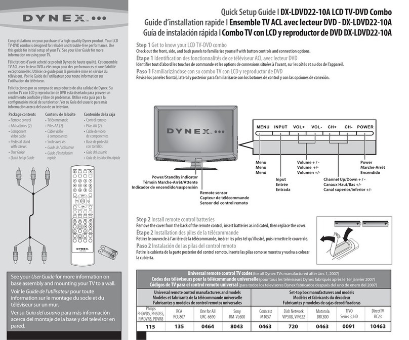 Dynex DX-LDVD22-10A - 22" LCD TV Quick setup guide