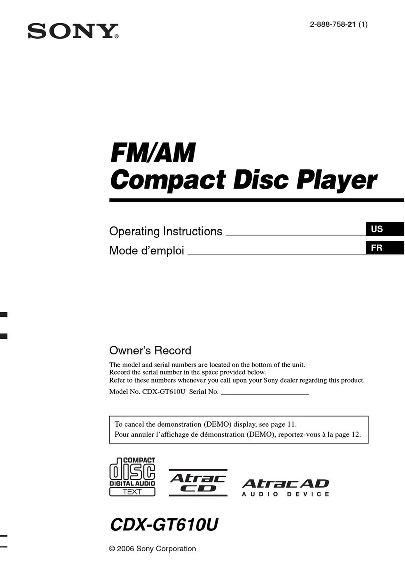 Sony CDX-GT610U operating instructions