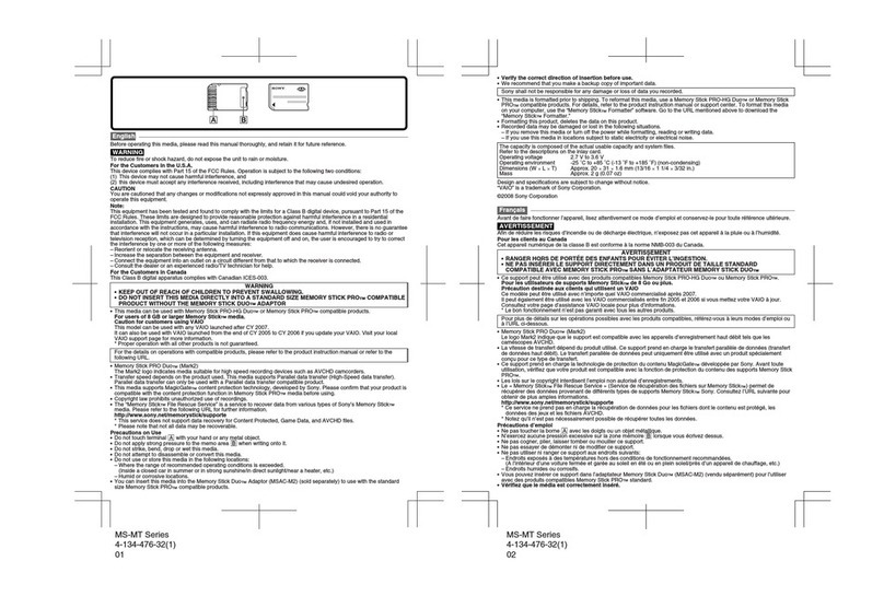 Sony MSMT16G User manual