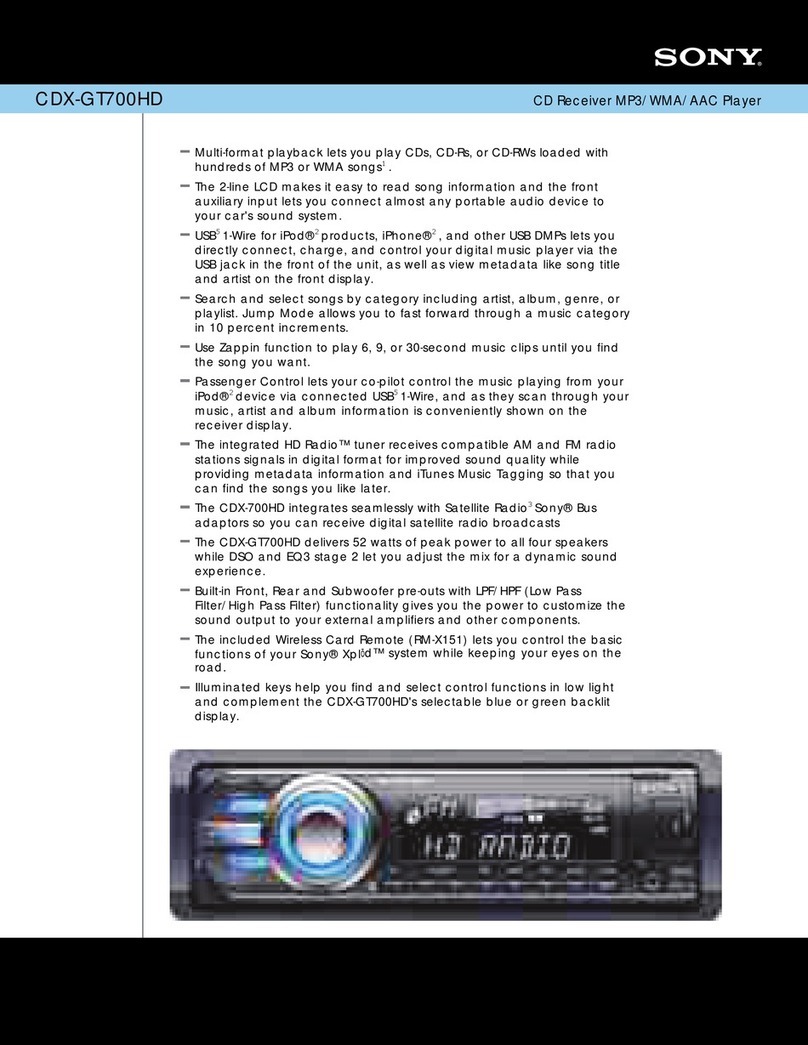 Sony CDX-GT700HD - Fd 8g Usb 1wire Specifications