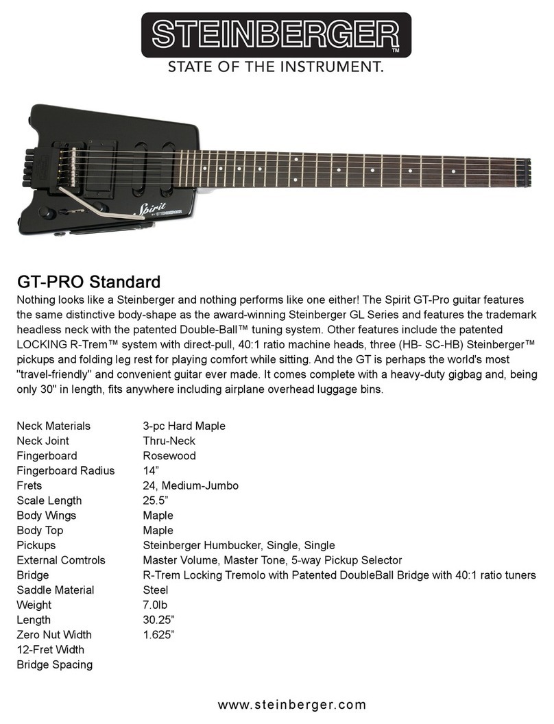 Steinberger Spirit GT-PRO Standard Specifications