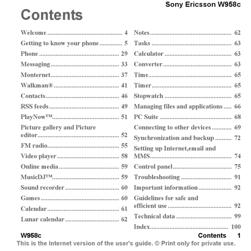 Sony Ericsson Walkman W958c User manual Sony Ericsson Walkman W958c User manual