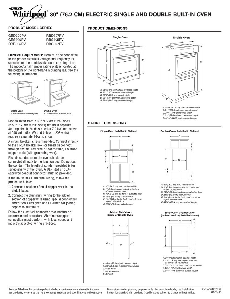 Whirlpool GBS309PV Dimensions