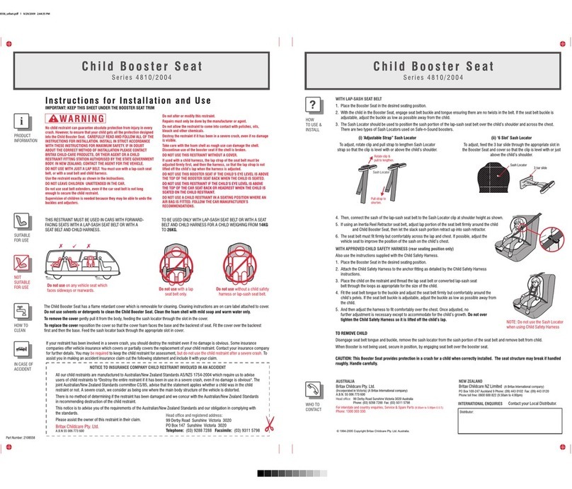 Britax CHILD BOOSTER SEAT - SERIES 4810-2004 User manual