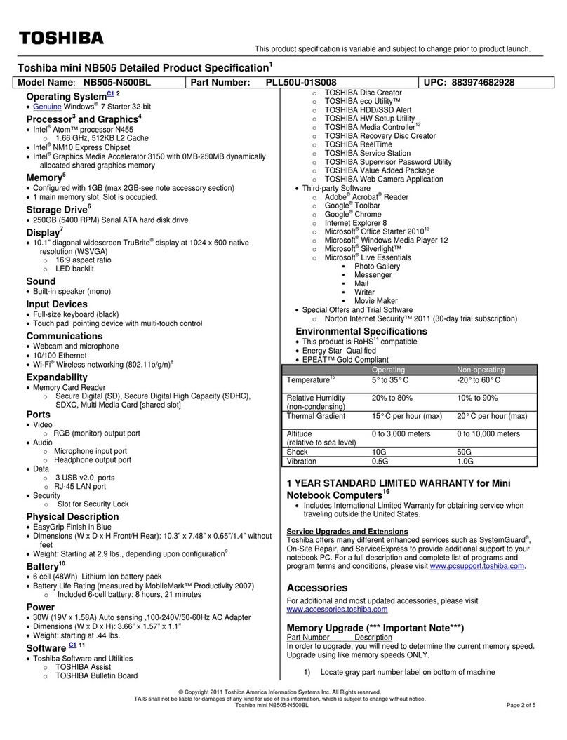 Toshiba NB505-N500BL User manual