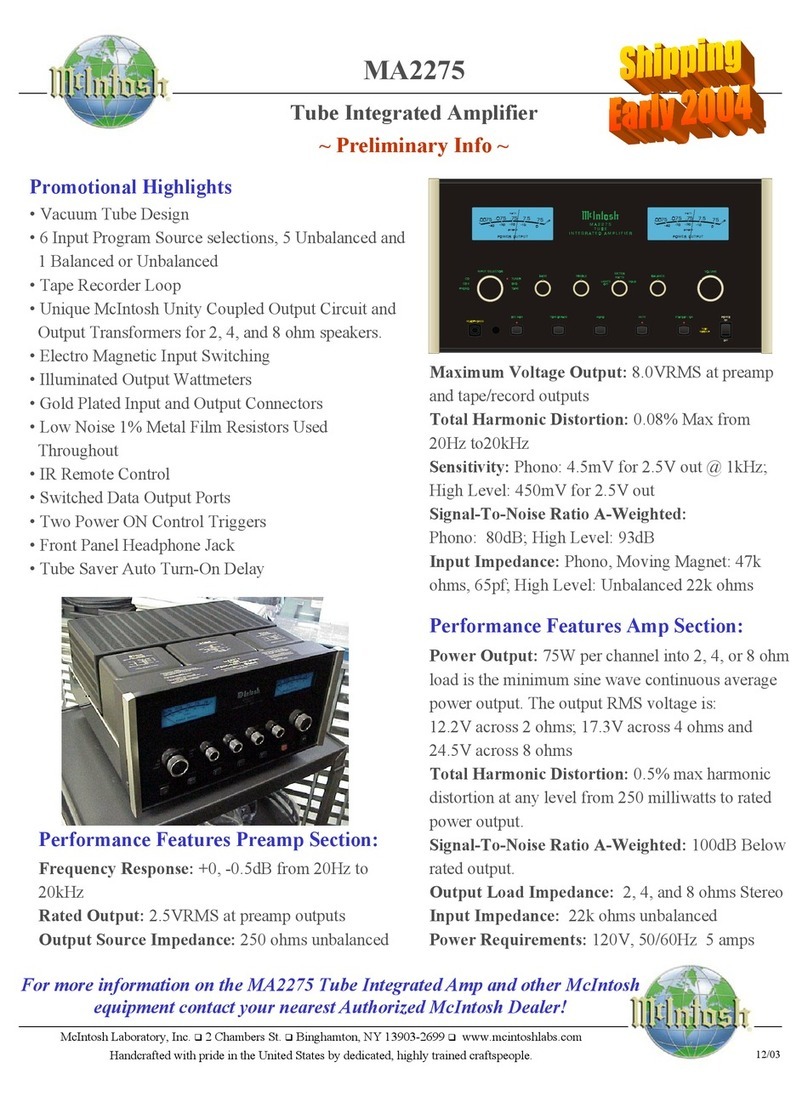 McIntosh MA2275 Owner's manual